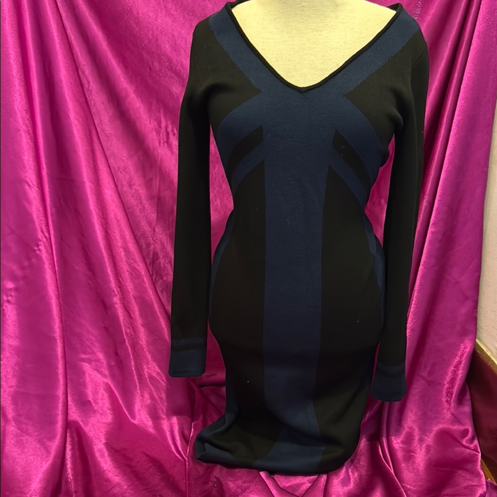 Elegant max Studio Black and Blue Women's Dress size medium